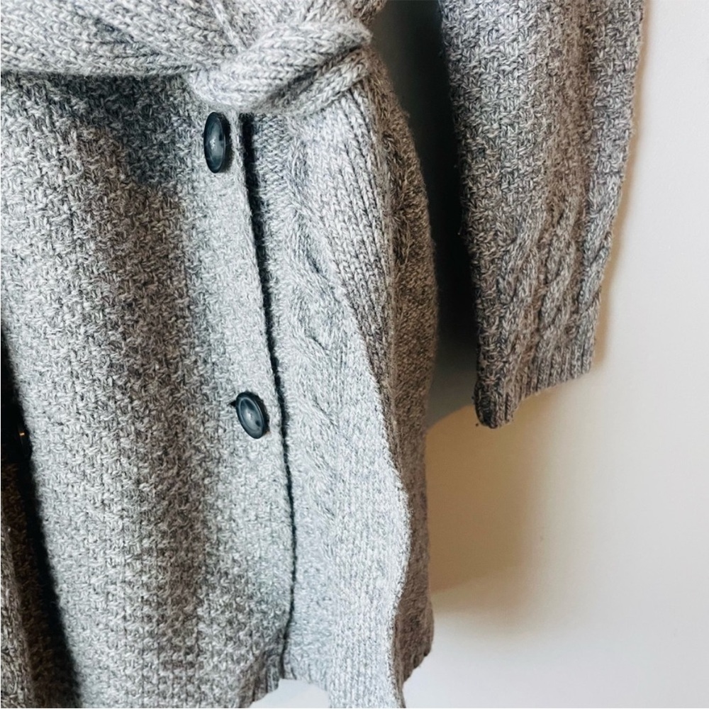 Pendleton Gray Belted Cable Knit Sweater Rare - image 5